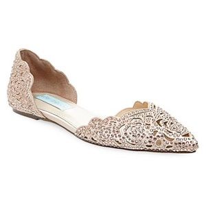 Betsey Johnson Beige Embellished Flats